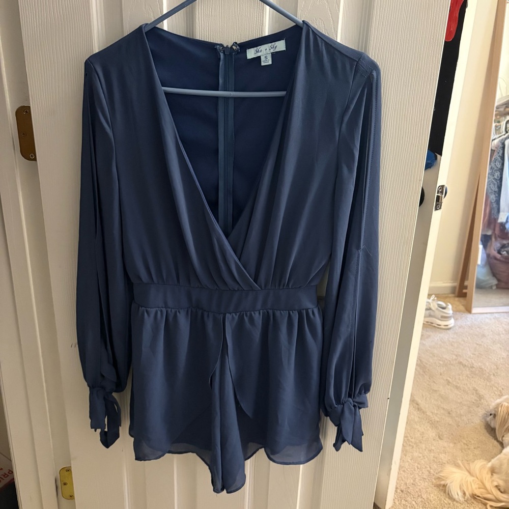 She + Sky Blue Wrap Dress with Relaxed Fit